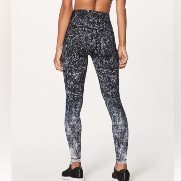 Lululemon Wunder Under High Rise Tight Nulux Alpine Black White 6 Leggings 28” - Picture 2 of 13